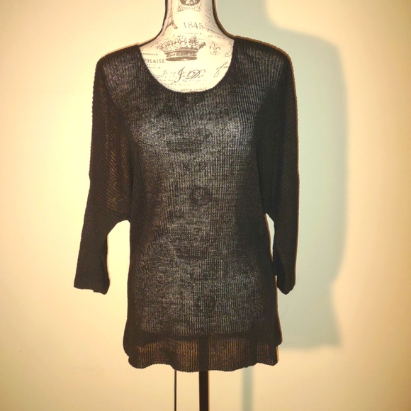 "La. Fix Sun" black Knit Sweater, Sheer, size O, NWOT - Picture 1 of 7